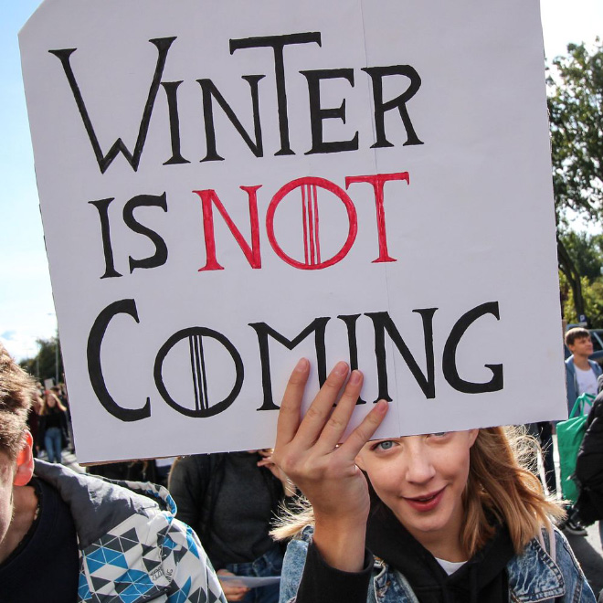 Protest sign against climate change.