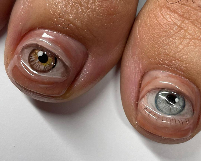 Toenail eyeballs.