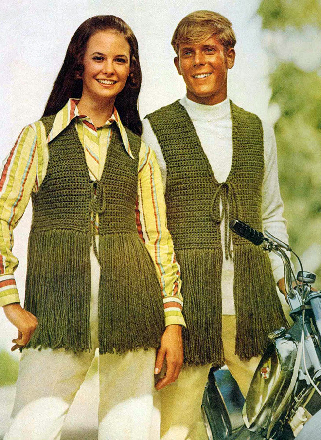 Matching outfits from the 1970s.