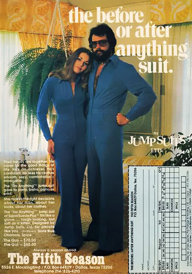 Matching outfits from the 1970s.