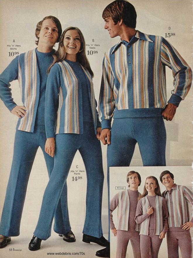 Matching outfits from the 1970s.