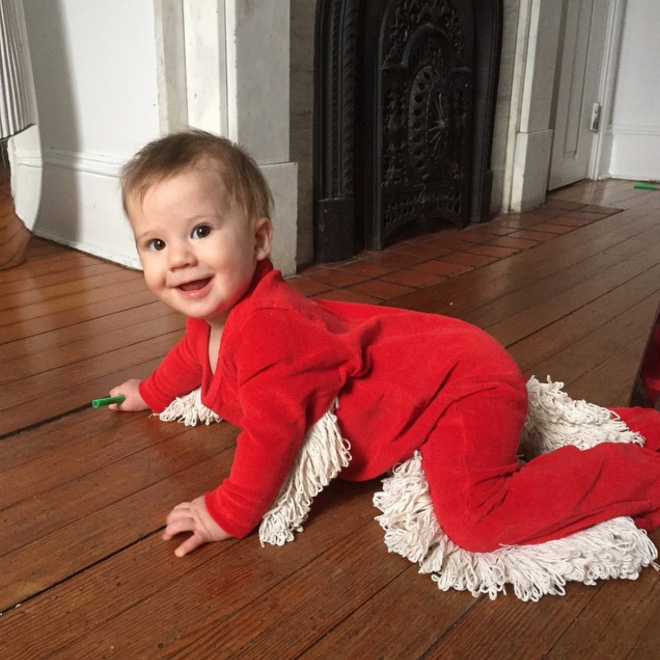 Baby mop onesie.