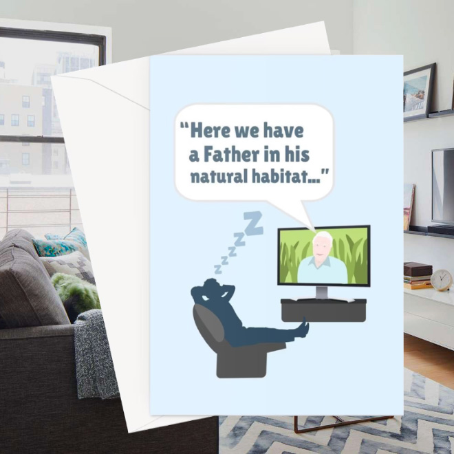 Couch potato dad greeting card.