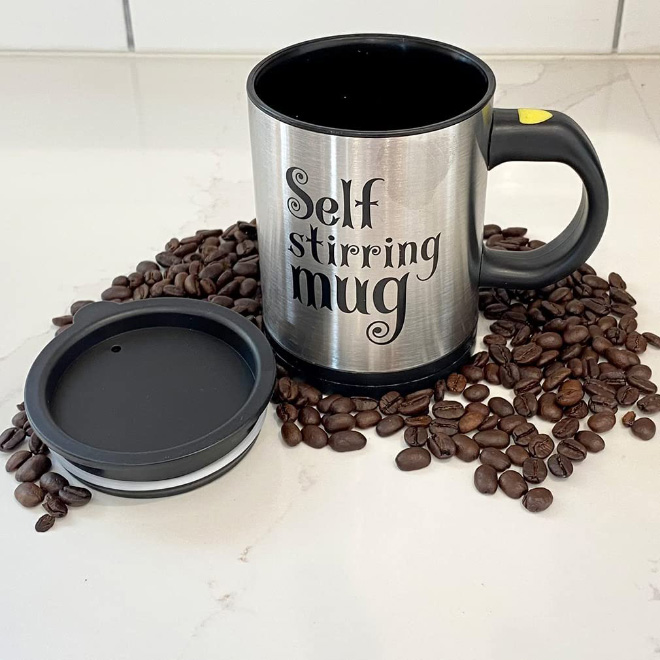 Self-stirring coffee mug.