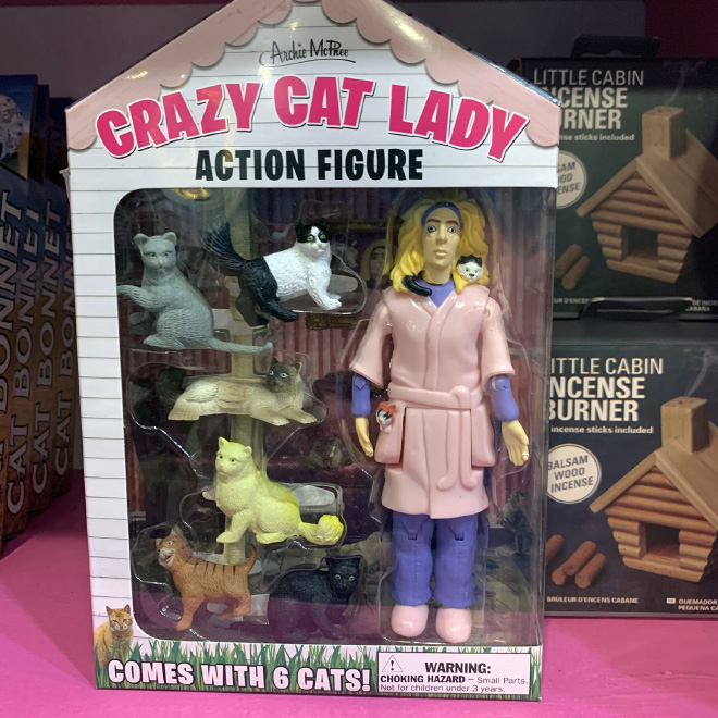 Crazy cat lady action figure.