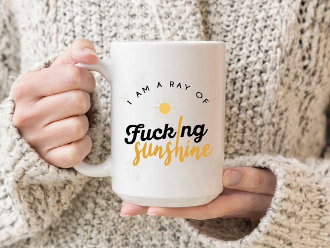 Ray of sunshine coffee mug.