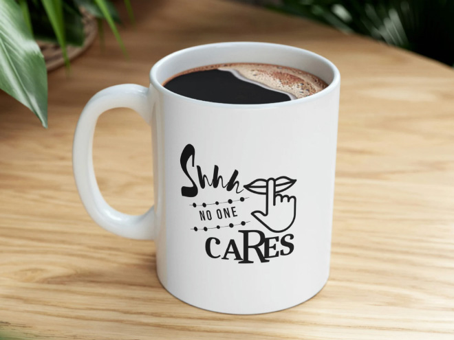 No one cares coffee mug.
