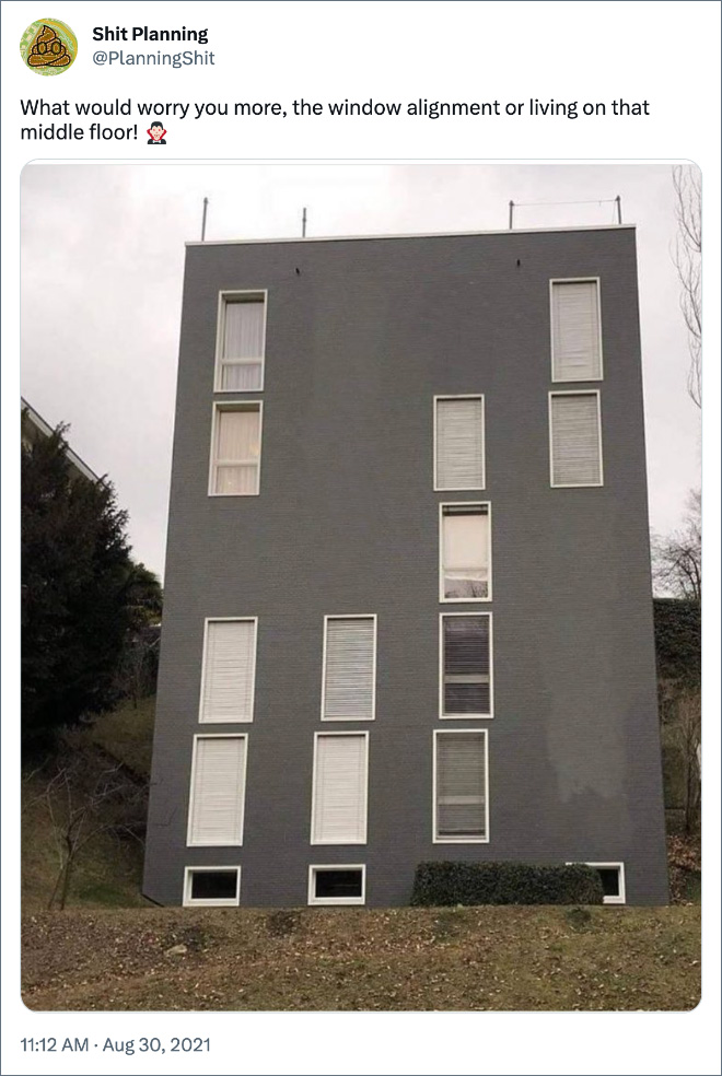 What would worry you more, the window alignment or living on that middle floor!