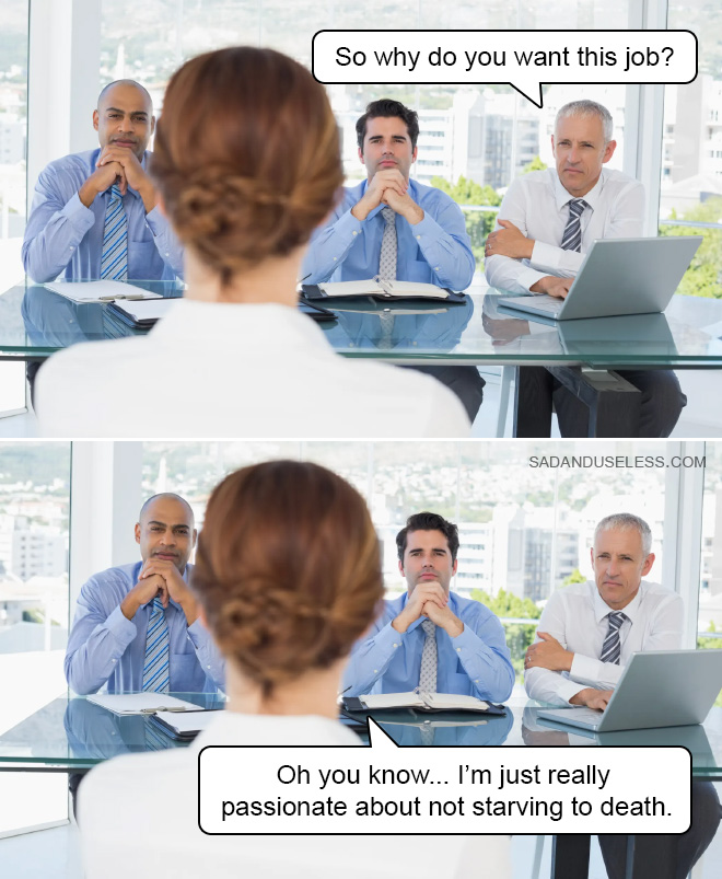 Funny job interview meme.