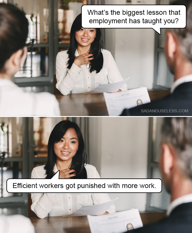 Funny job interview meme.