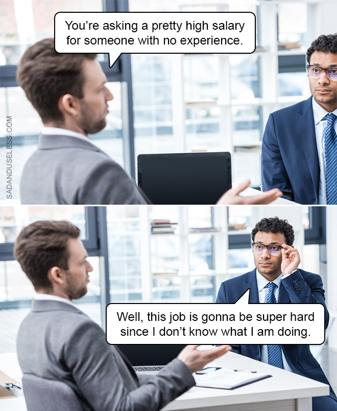 Funny job interview meme.