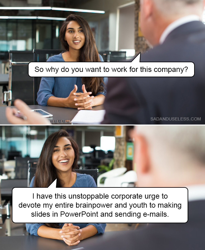 Funny job interview meme.