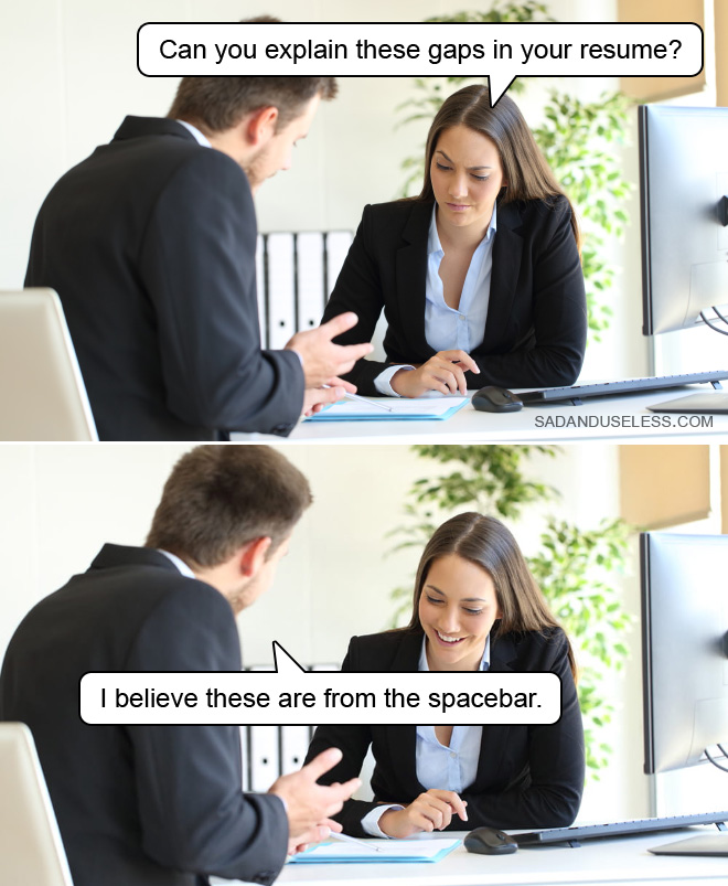 Funny job interview meme.