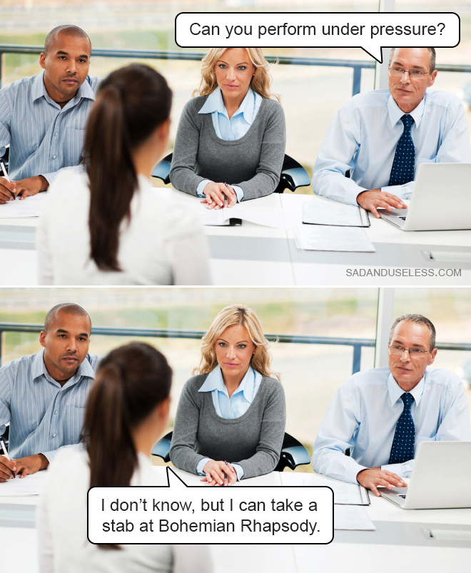 Funny job interview meme.