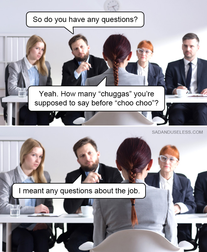 Funny job interview meme.