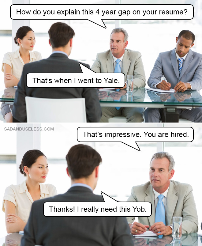 Funny job interview meme.