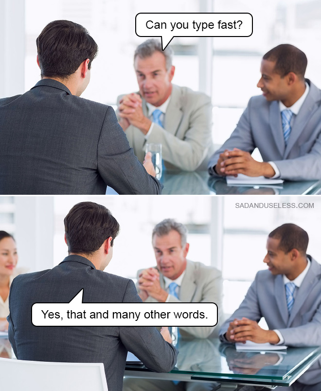 Funny job interview meme.