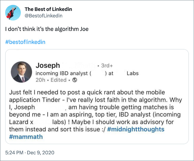 I don’t think it’s the algorithm Joe