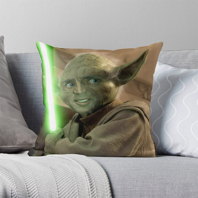 Nicolas Cage Yoda pillow.