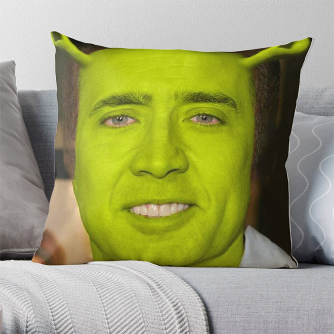 Shrekolas Cage pillow.