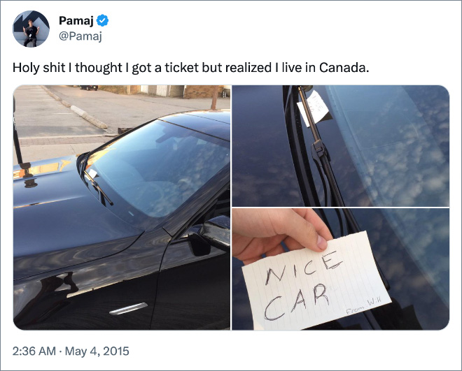 Holy shit I thought I got a ticket but realized I live in Canada.