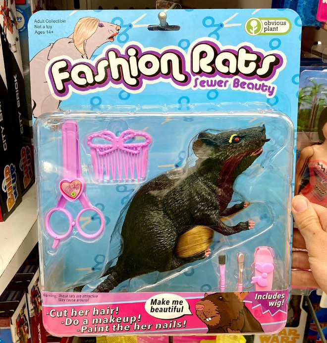 Fake toy planted by a prankster into a toy store.