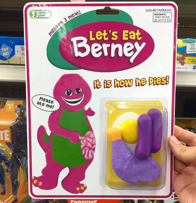 Fake toy planted by a prankster into a toy store.