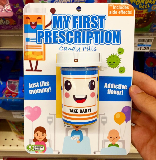 Fake toy planted by a prankster into a toy store.