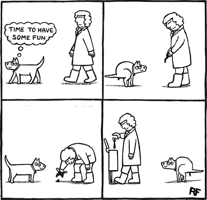 "Off The Leash" series cartoon by Rupert Fawcett.