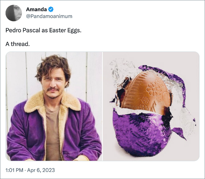 Pedro Pascal as Easter eggs.