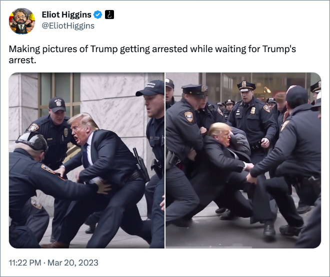 Making pictures of Trump getting arrested while waiting for Trump's arrest.