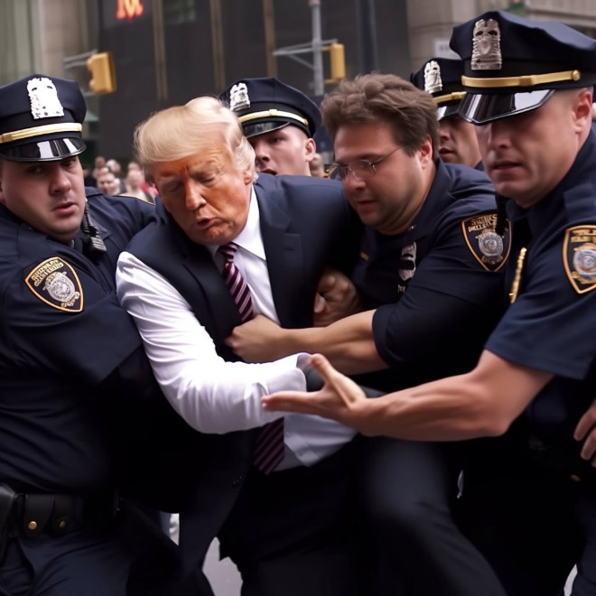 AI-generated photo of Trump getting arrested.