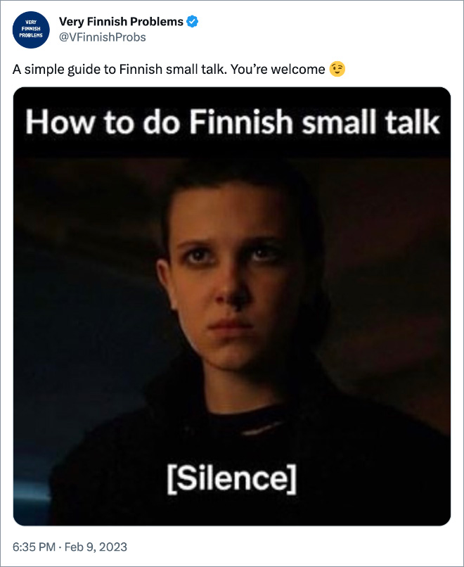 A simple guide to Finnish small talk. You’re welcome
