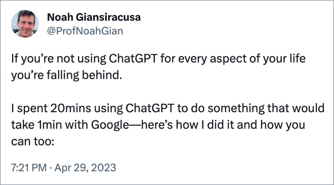 If you’re not using ChatGPT for every aspect of your life you’re falling behind. I spent 20mins using ChatGPT to do something that would take 1min with Google—here’s how I did it and how you can too: