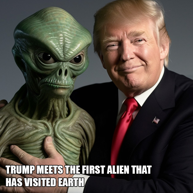 Trump meets the first alien that has visited Earth.