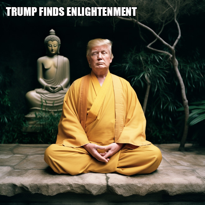 Trump finds enlightenment.