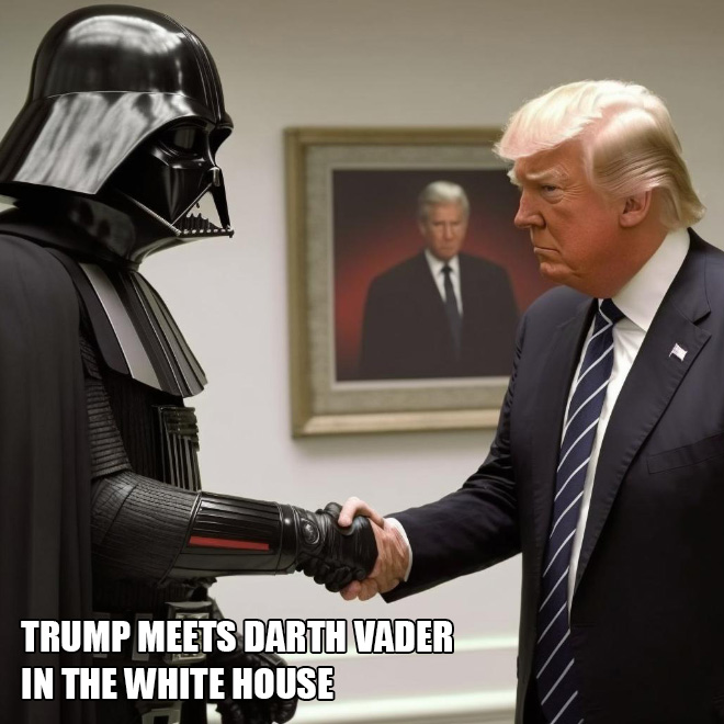 Trump meets Darth Vader in the White House.