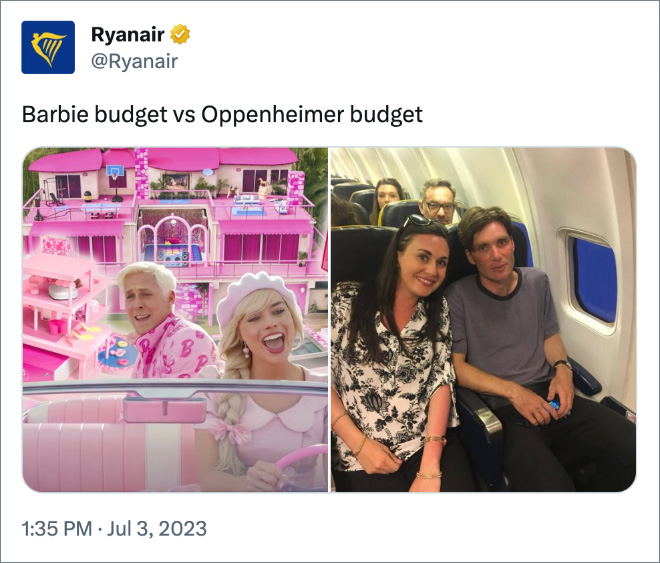 Barbie budget vs Oppenheimer budget