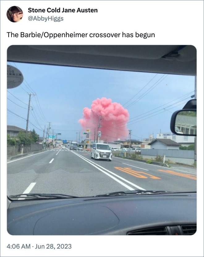 The Barbie/Oppenheimer crossover has begun