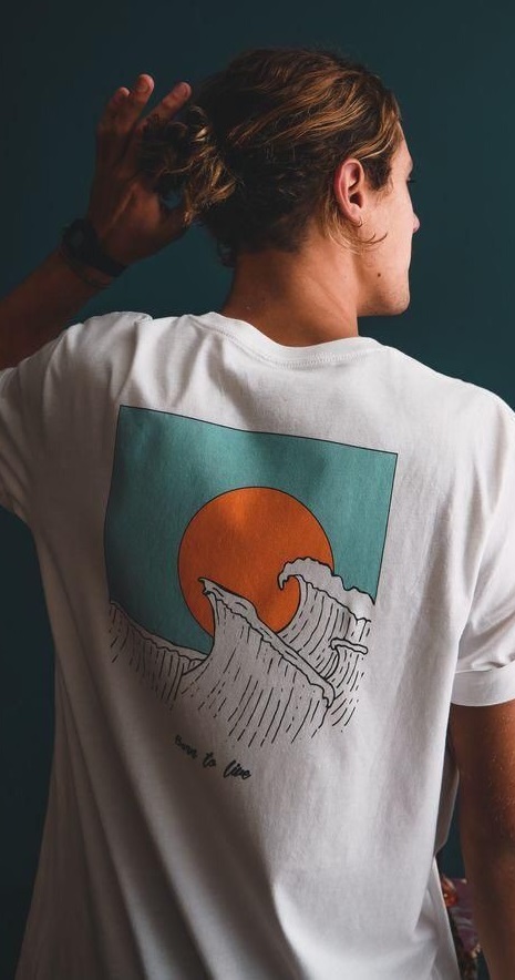 backprint tshirt with a serenic view in a white tshirt backprint tshirt with a serenic view in a white tshirt