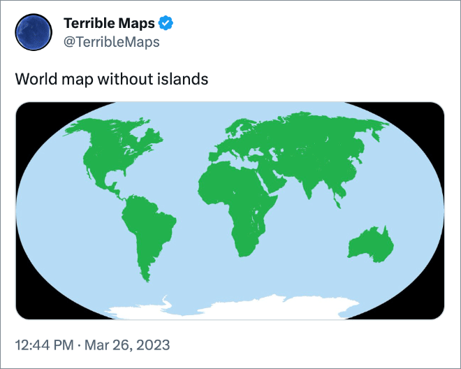 World map without islands