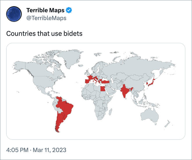 Countries that use bidets