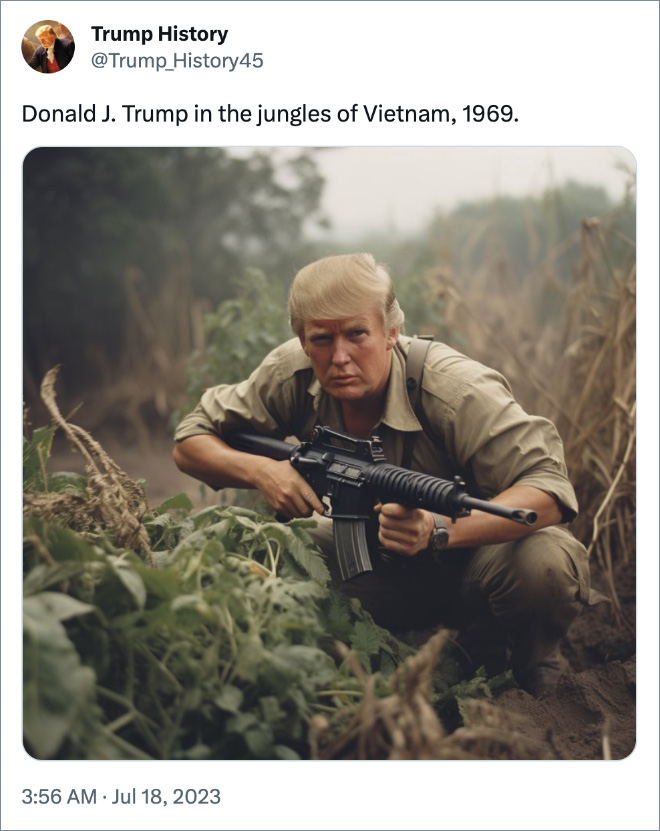Donald J. Trump in the jungles of Vietnam, 1969.