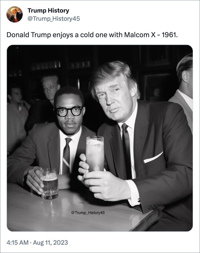 Donald Trump enjoys a cold one with Malcom X - 1961.