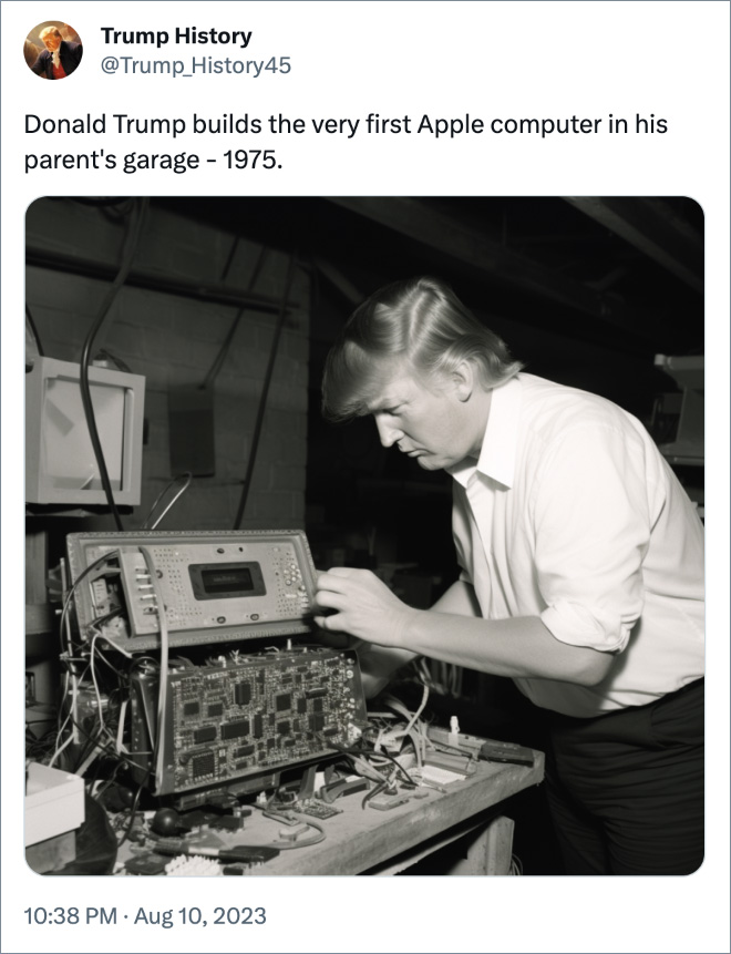 Donald Trump builds the very first Apple computer in his parent's garage - 1975.
