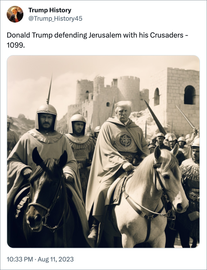Donald Trump defending Jerusalem with his Crusaders - 1099.