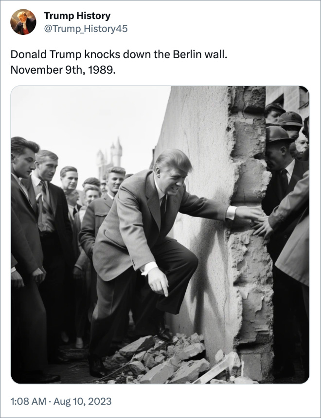 Donald Trump knocks down the Berlin wall. November 9th, 1989.