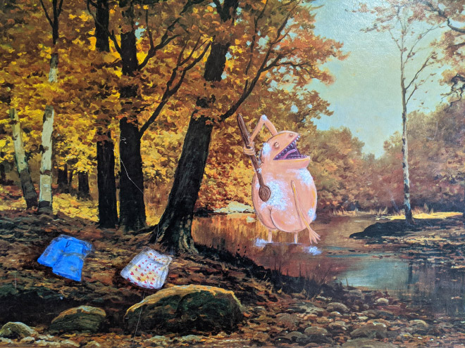 Repainted thrift store painting.