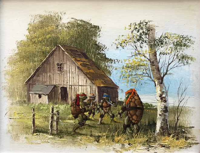 Repainted thrift store painting.