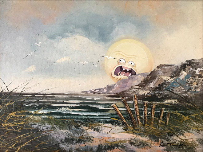 Repainted thrift store painting.